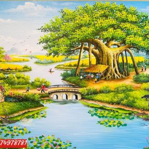 Tranh đồng quê sơn dầu phòng khách SN38