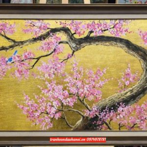 Tranh hoa đào sang trọng dát vàng SN41