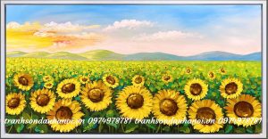 Tranh hoa hướng dương vẽ tay SN51