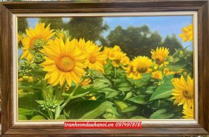Tranh hoa hướng dương vàng tươi đẹp SN100