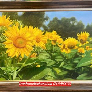 Tranh hoa hướng dương vàng tươi đẹp SN100