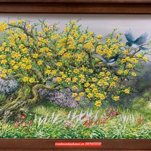 Tranh hoa mai vàng sơn dầu SN103