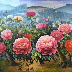 Tranh hoa mẫu đơn phong thuỷ SN69