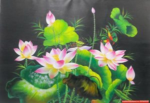 Tranh hoa sen, tranh hoa sen bông hồng SN4