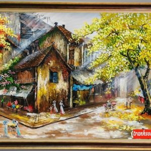 Tranh sơn dầu phố cổ hà nội mua thu SN19