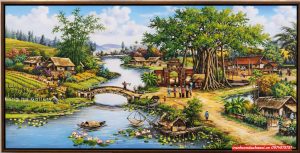 Tranh phong cảnh đồng quê ,tranh quê hương SN97