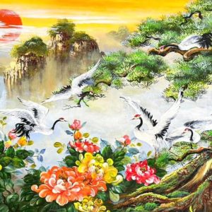 Tranh tùng hạc diễn niên phong thuỷ SN70