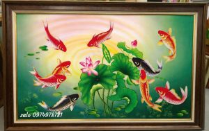 tranh ca chep hoa sen