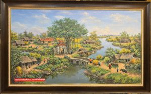 Tranh đồng quê yên bình sơn dầu N116