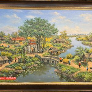 Tranh đồng quê yên bình sơn dầu N116