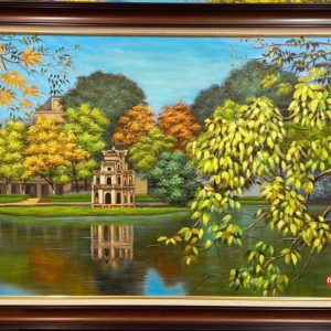 Tranh hồ gươm sơn dầu ý nghĩa SN116