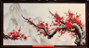 Tranh hoa đào cành đào sơn dầu SN113