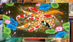 tranh ca chep hoa sen